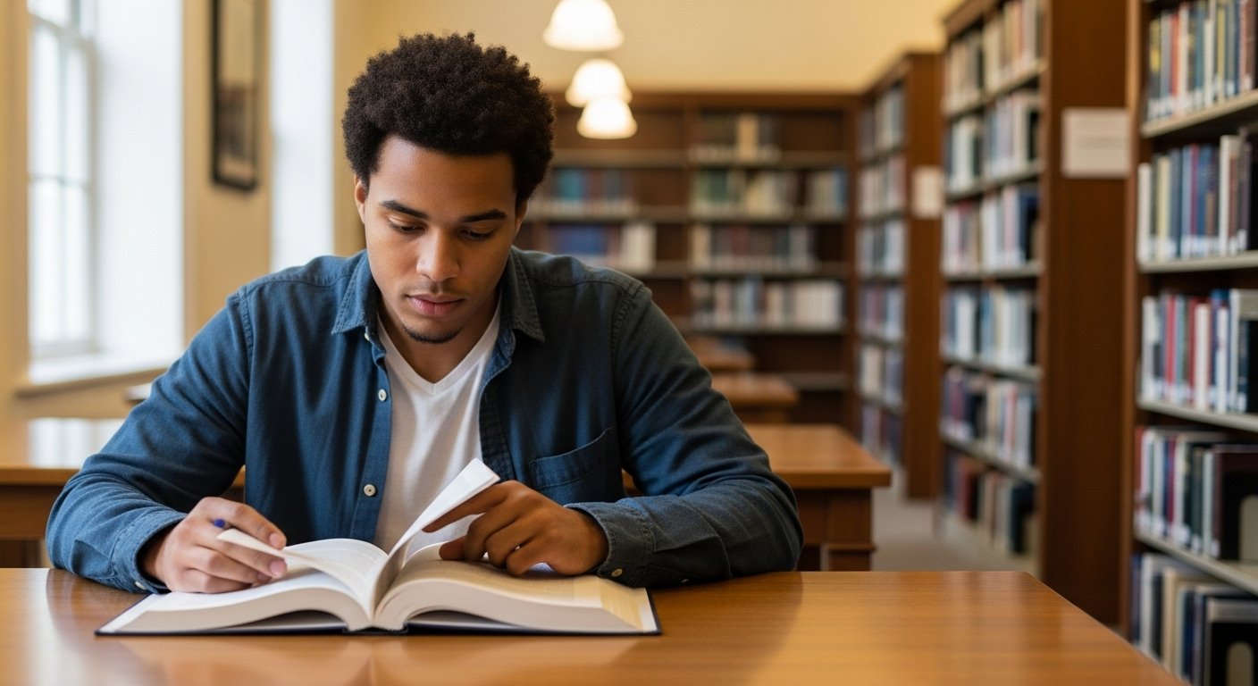 Student Reading in the Library